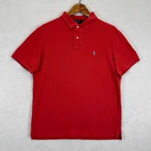 Ralph Lauren Polo Shirt Men Red Classic Fit Short Sleeve Embroidered Pony Size M